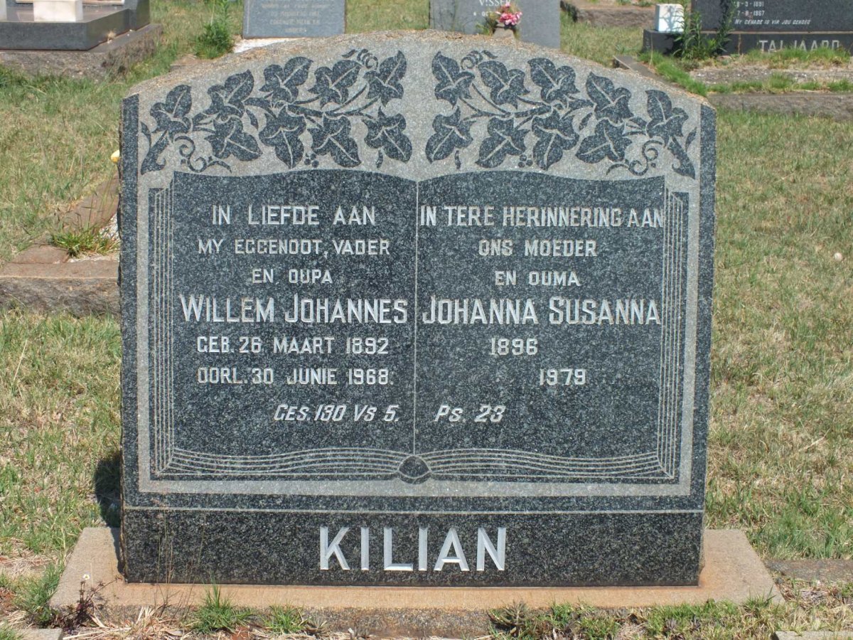 KILIAN Willem Johannes 1892-1968 &amp; Johanna Susanna 1896-1979