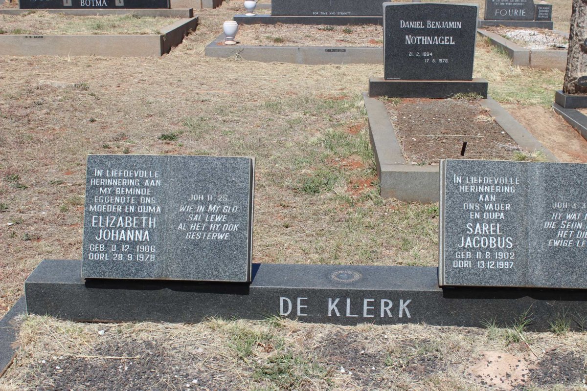 KLERK Sarel Jacobus, de 1902-1997 &amp; Elizabeth Johanna 1906-1978