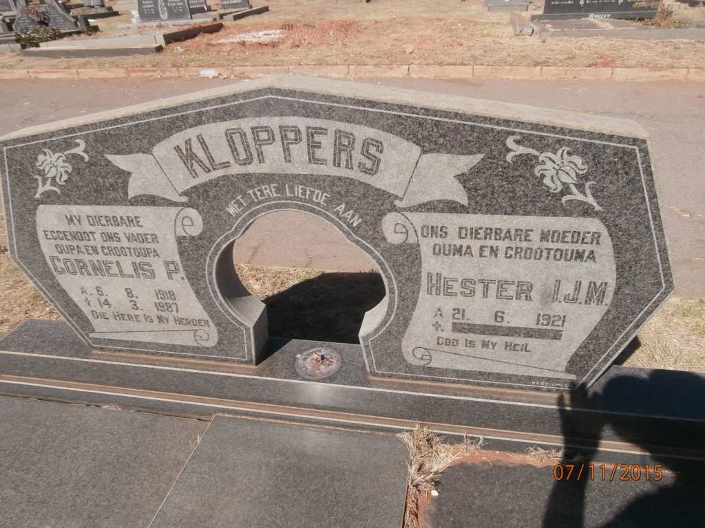 KLOPPERS Cornelis P. 1918-1987 &amp; Hester I.J.M. 1921-
