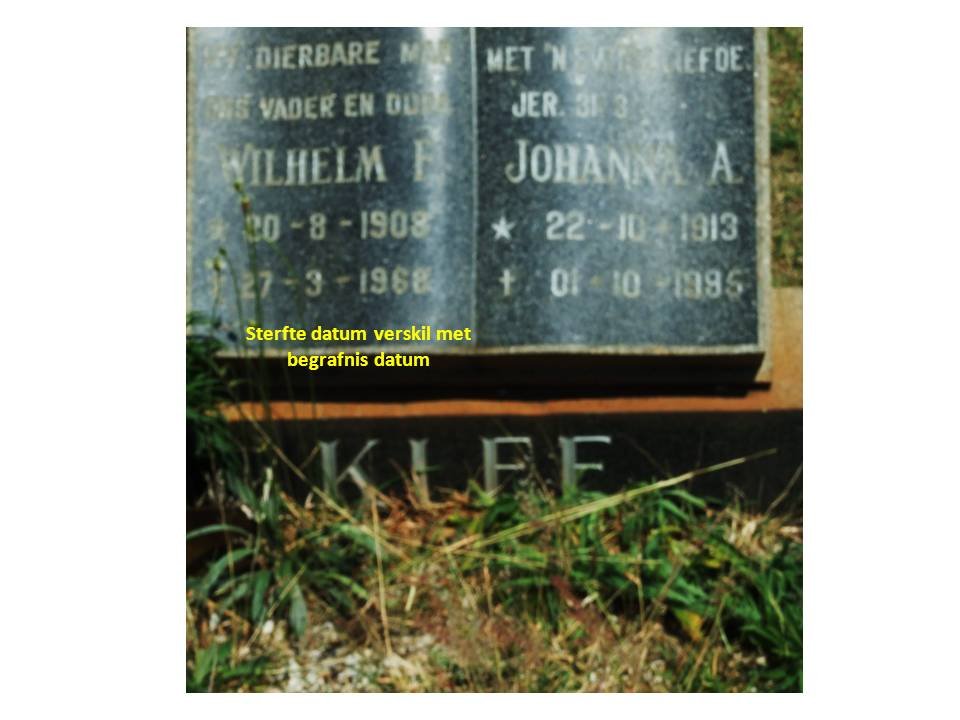 KLEE Wilhelm F. 1908-1968 &amp; Johanna A. 1913-1985