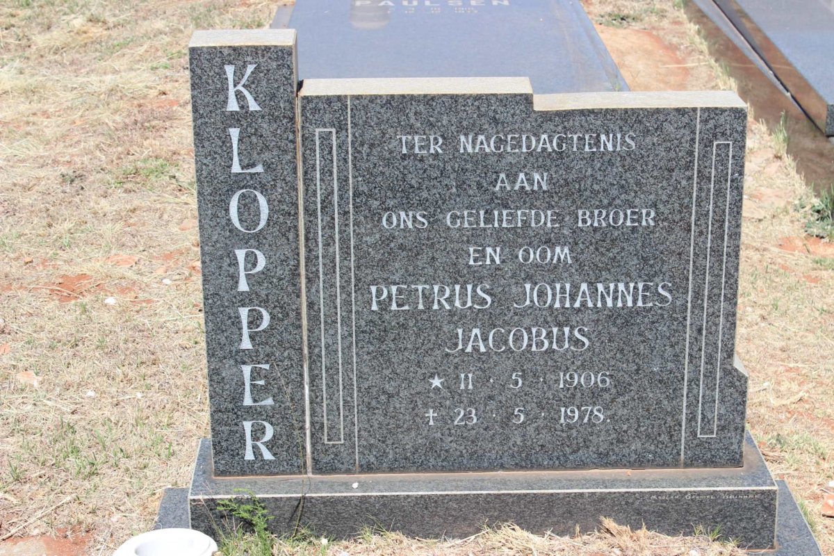 KLOPPER Petrus Johannes Jacobus 1906-1978