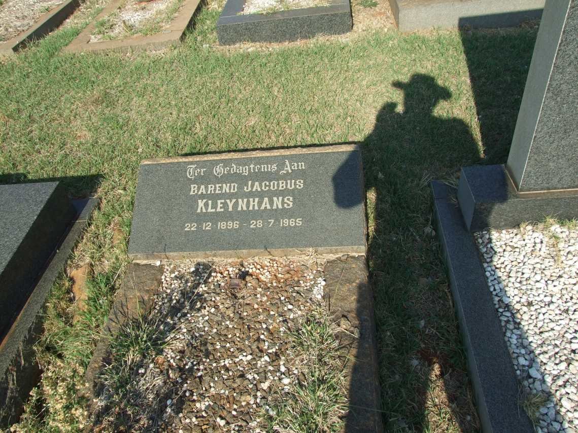 KLEYNHANS Barend Jacobus 1896-1965