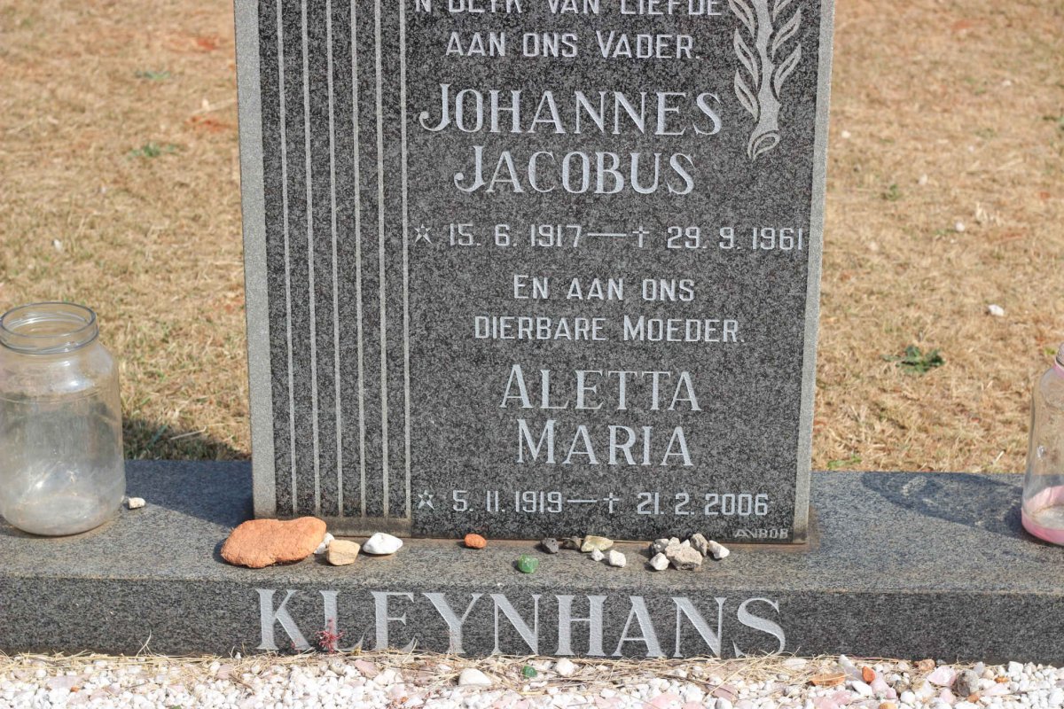 KLEYNHANS Johannes Jacobus 1917-1961 &amp; Aletta Maria 1919-2006