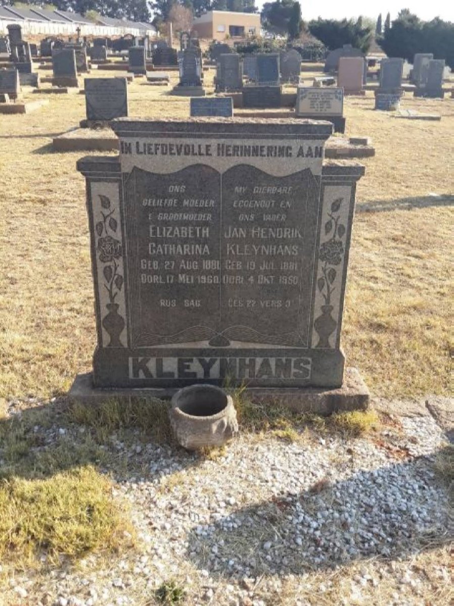 KLEYNHANS Jan Hendrik 1881-1950 &amp; Elizabeth Catharina 1881-1960