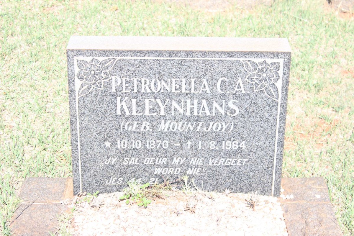 KLEYNHANS Petronella C.A. nee MOUNTJOY 1870-1964
