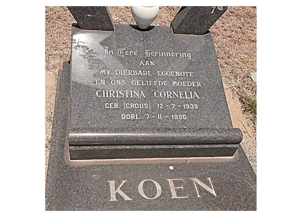 KOEN Christina Cornelia nee CROUS 1939-1980