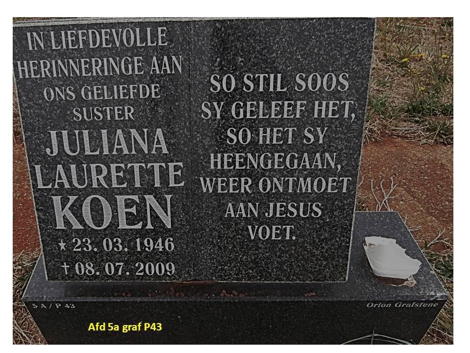 KOEN Juliana Laurette 1946-2009