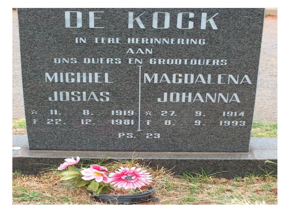 KOCK Michiel Josias, de 1919-1981 &amp; Magdalena Johanna 1914-1993