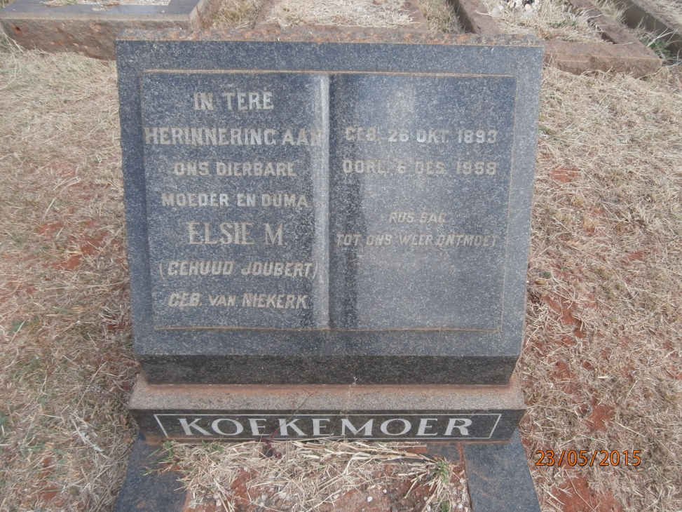 KOEKEMOER Elsie M. voorheen JOUBERT nee VAN NIEKERK 1893-1958
