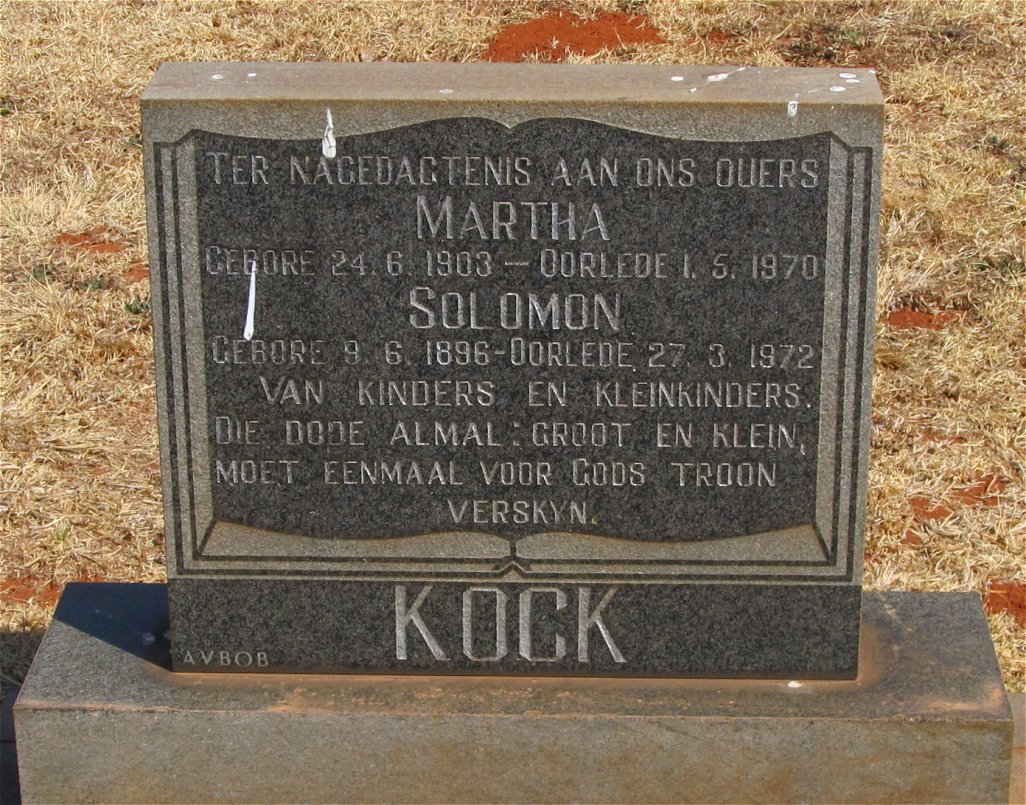 KOCK Solomon 1896-1972 &amp; Martha 1903-1970