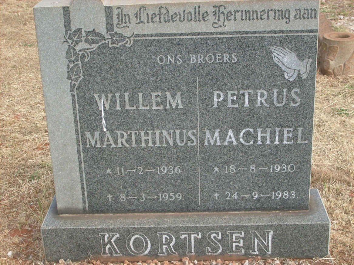 KORTSEN Willem Marthinus 1936-1959 :: KORTSEN Petrus Machiel 1930-1983