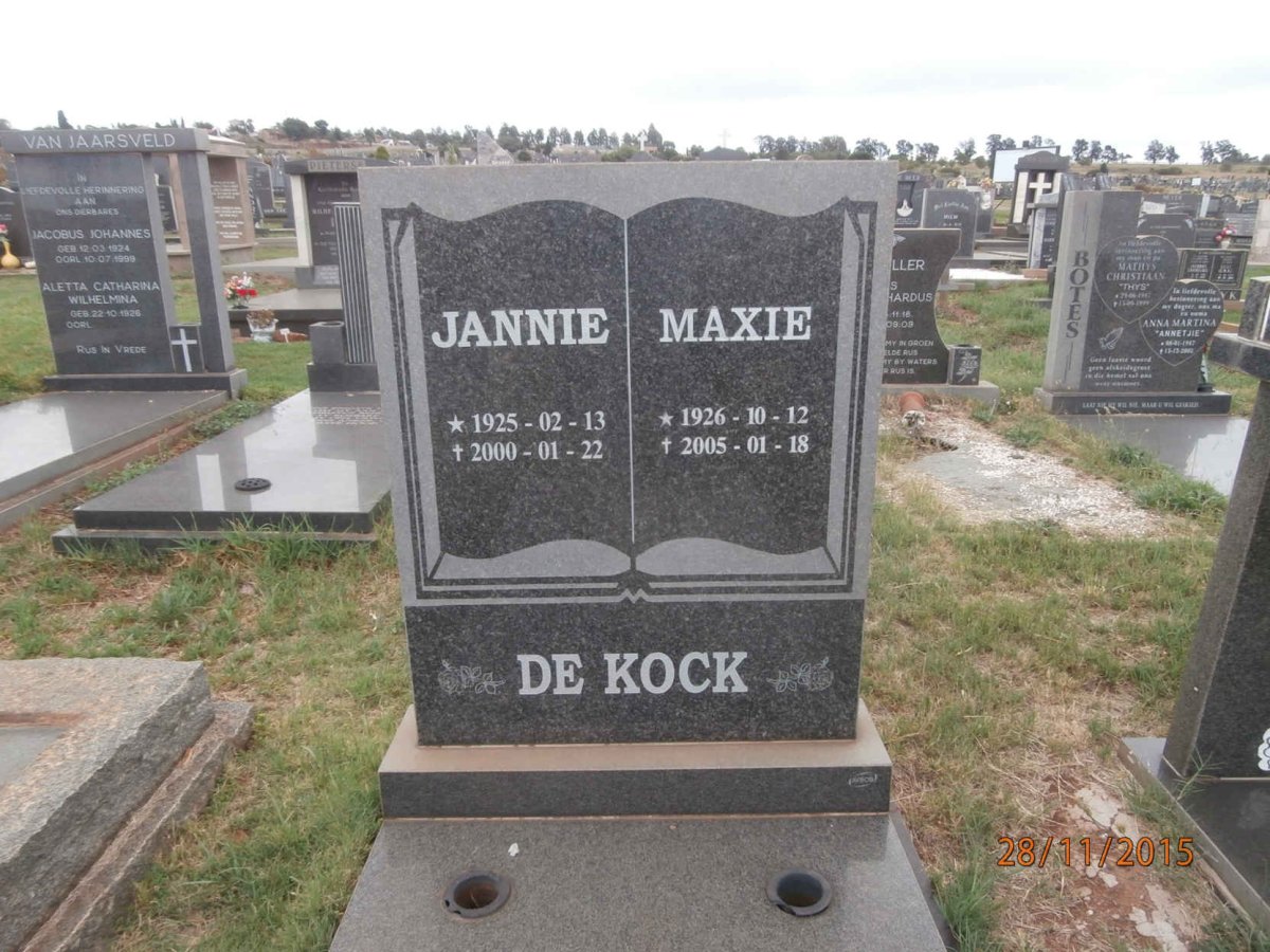 KOCK Jannie, de 1925-2000 &amp; Maxie 1926-2005