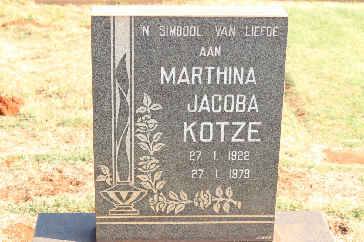 KOTZE Marthina Jacoba 1922-1979