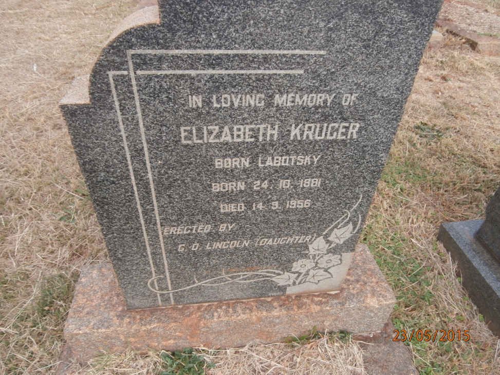 KRUGER Elizabeth nee LABOTSKY 1881-1956