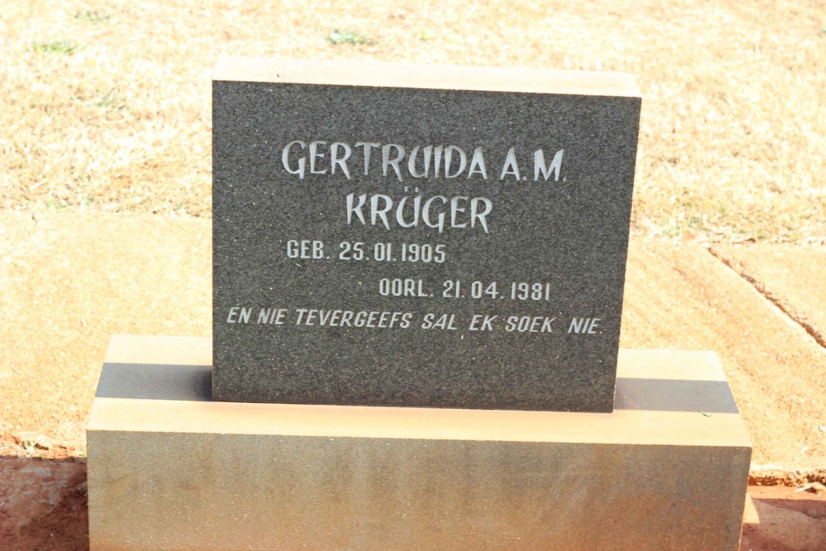 KRÜGER Gertruida A.M. 1905-1981