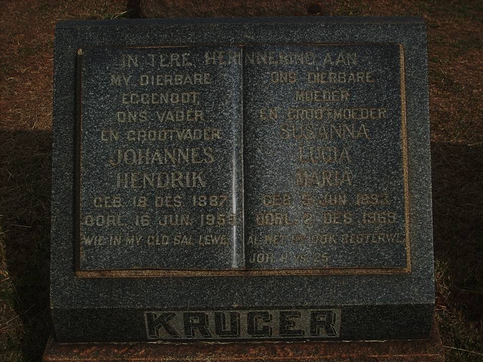 KRUGER Johannes Hendrik 1887-1955 &amp; Susanna Lucia Maria 1893-1969