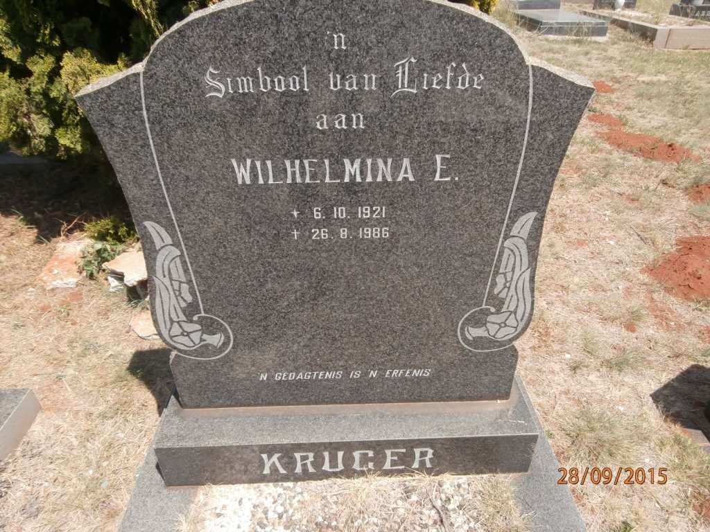 KRUGER Wilhelmina E. 1921-1986