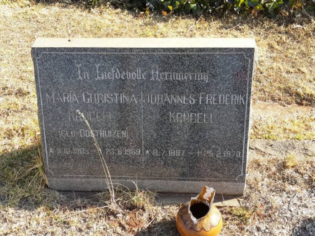 KRUGELL Johannes Frederik 1897-1970 &amp; Maria Christina OOSTHUIZEN 1905-1969