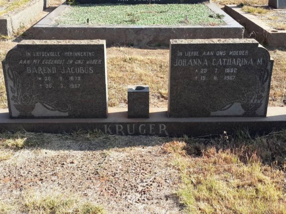 KRUGER Barend Jacobus 1879-1967 &amp; Johanna Catharina M. 1882-1967