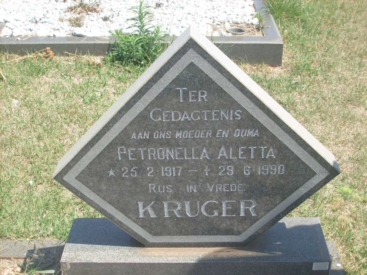 KRUGER Petronella Aletta 1917-1990