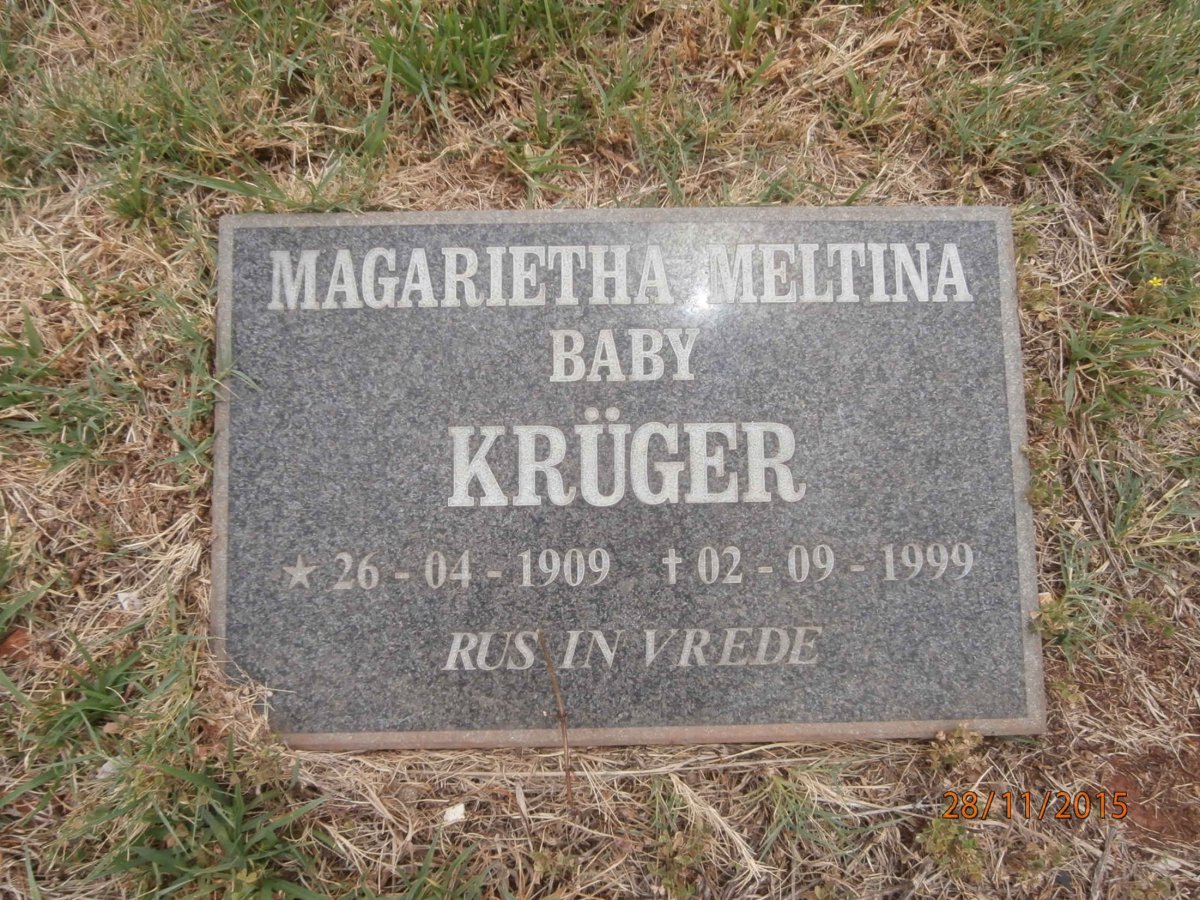 KRÜGER Magarietha Meltina 1909-1999