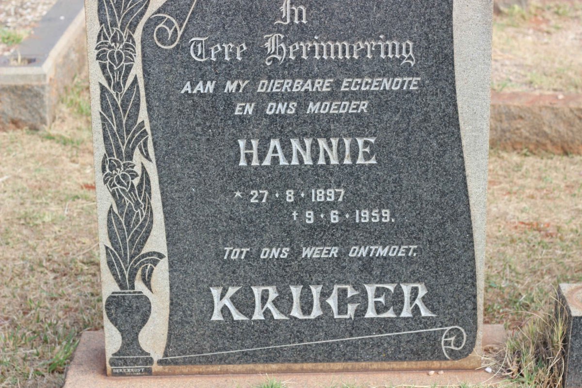 KRUGER Hannie 1897-1959