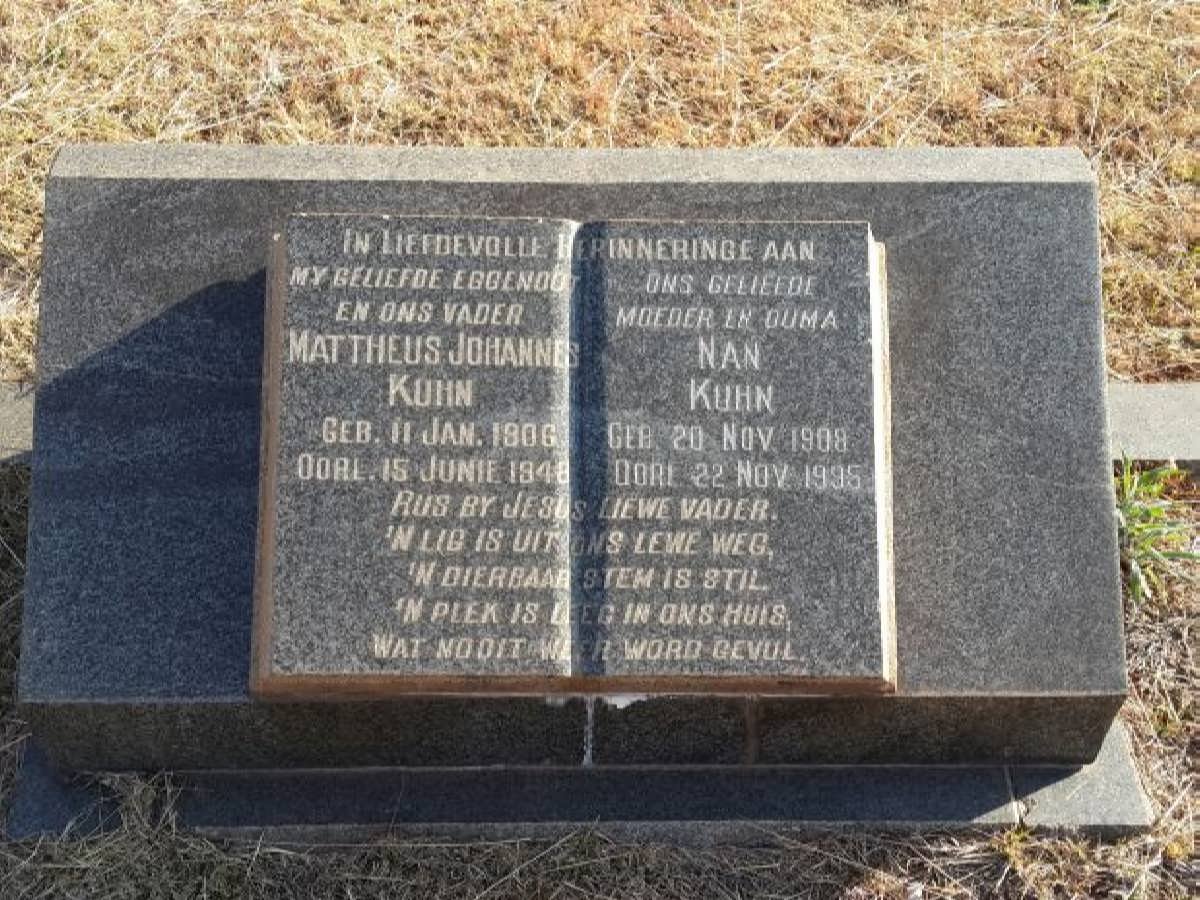 KUHN Mattheus Johannes 1906-1948 &amp; Nan 1908-1995
