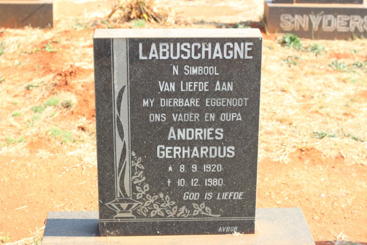 LABUSCHAGNE Andries Gerhardus 1920-1980
