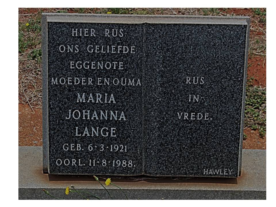LANGE Maria Johanna 1921-1988