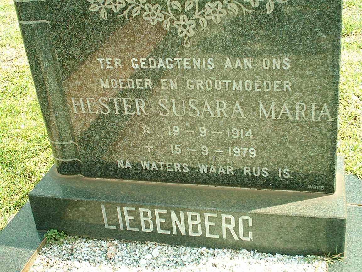 LIEBENBERG Hester Susara Maria 1914-1979