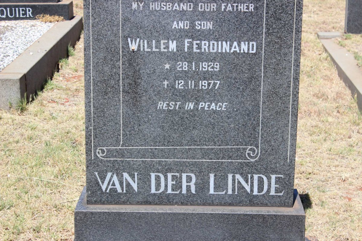 LINDE Willem Ferdinand, van der 1929-1977