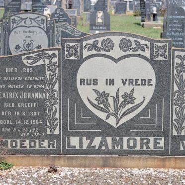LIZAMORE Willem 1888-1974 &amp; Beatrix Johanna GREEFF 1897-1964
