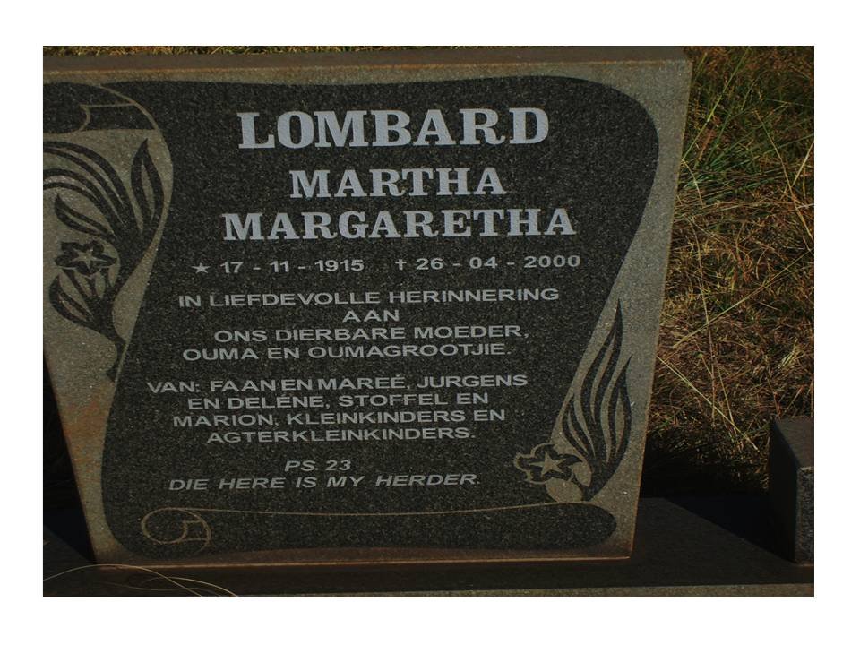 LOMBARD Martha Margaretha 1915-2000