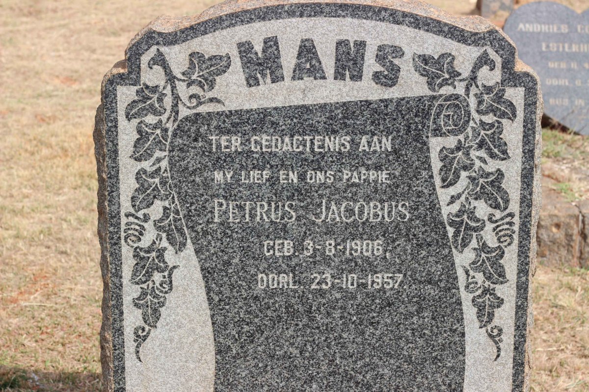MANS Petrus Jacobus 1906-1957
