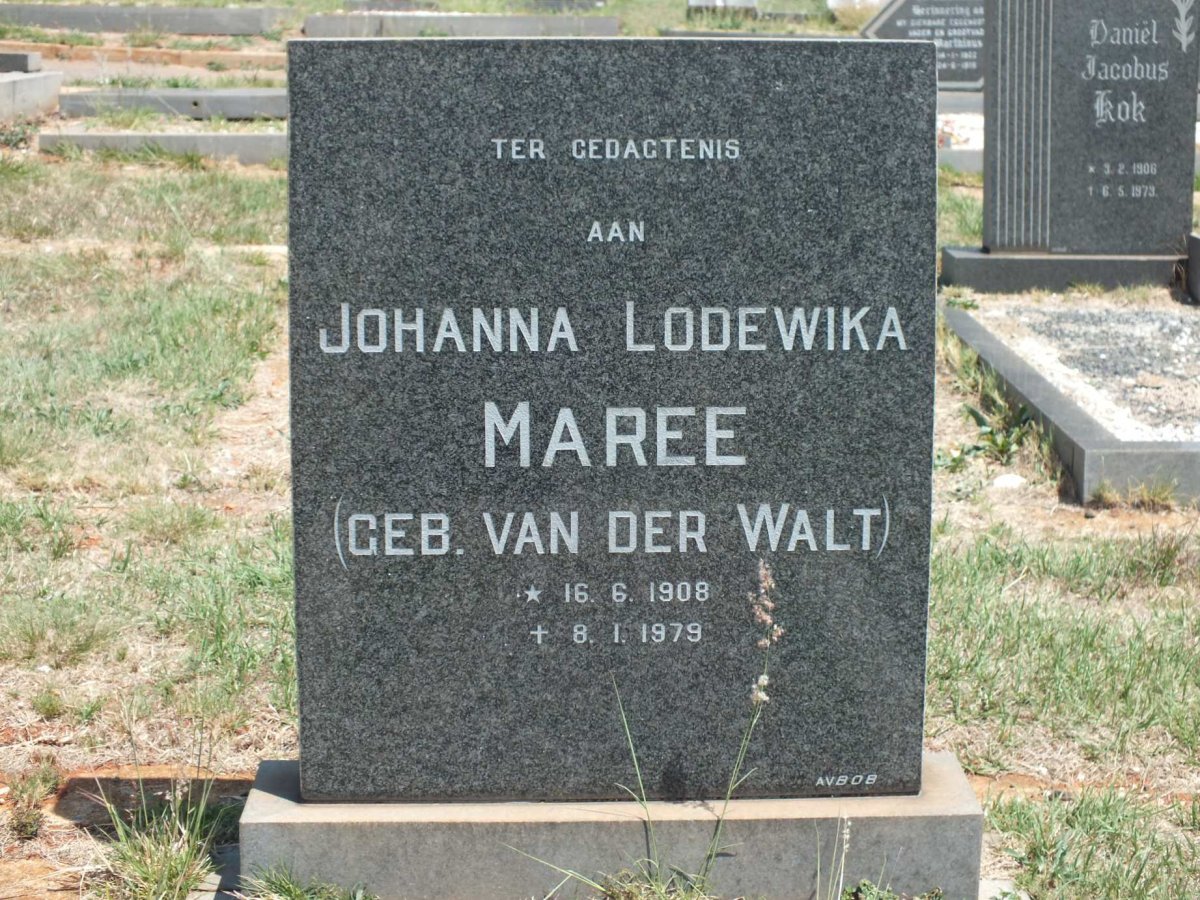 MAREE Johanna Lodewika nee VAN DER WALT 1908-1979