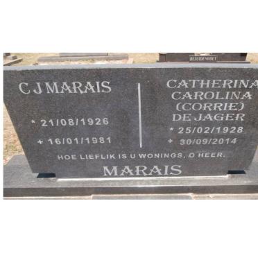 MARAIS C.J. 1926-1981 &amp; Catherina Carolina DE JAGER 1928-2014