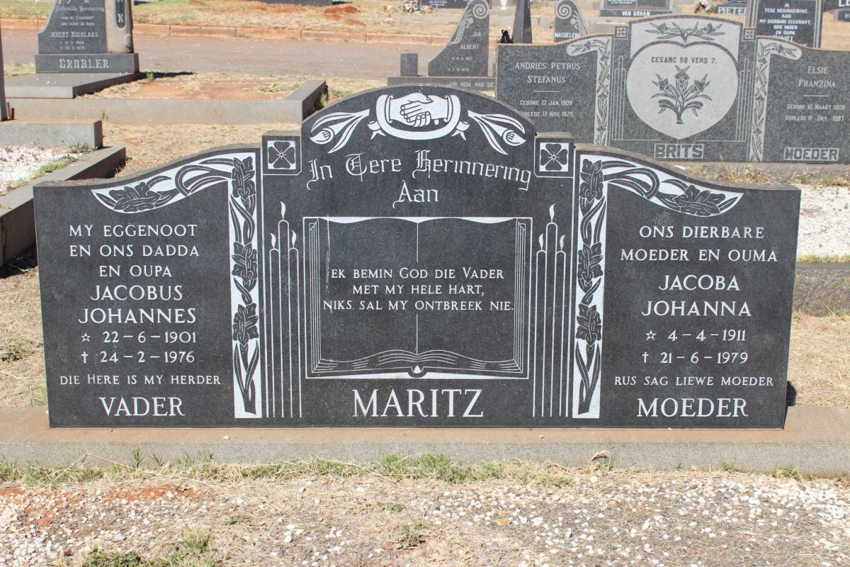 MARITZ Jacobus Johannes 1901-1976 &amp; Jacoba Johanna 1911-1979