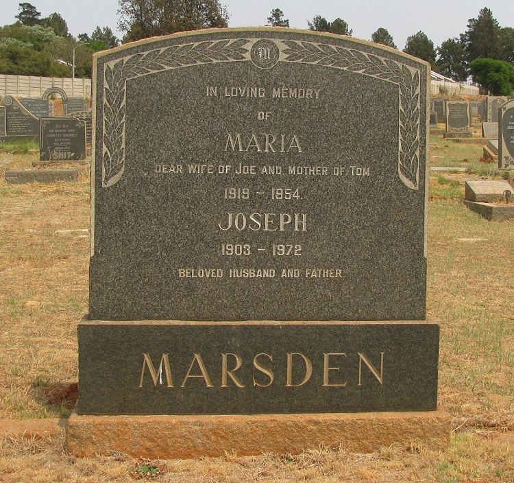 MARSDEN Joseph 1903-1972 &amp; Maria 1919-1954