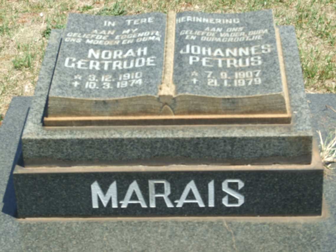 MARAIS Johannes Petrus 1907-1979 &amp; Norah Gertrude 1910-1974