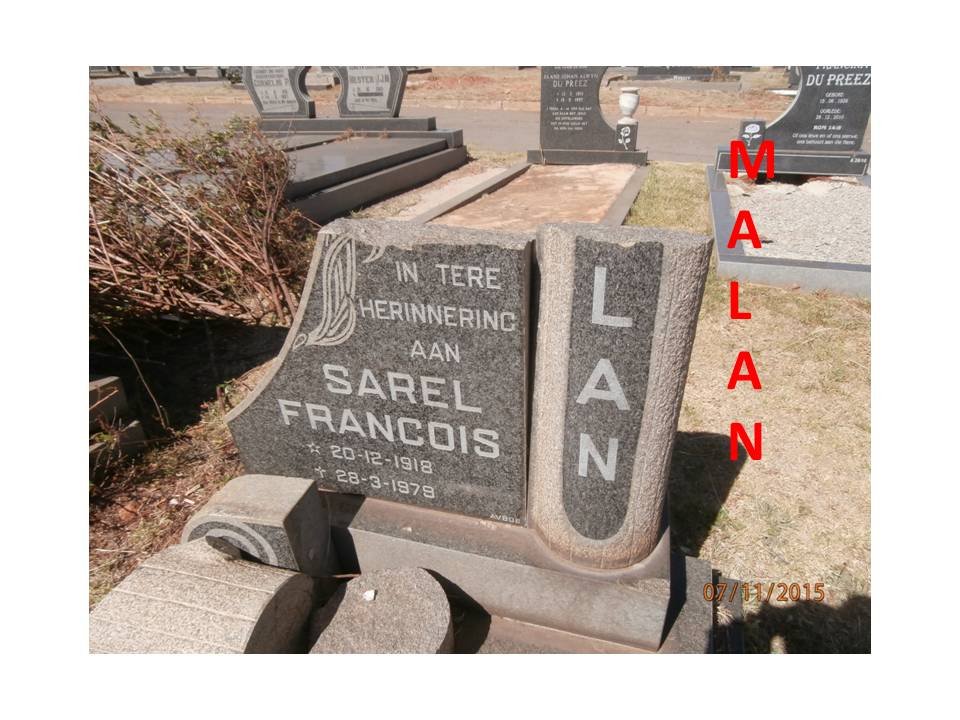 MALAN Sarel Francois 1918-1979