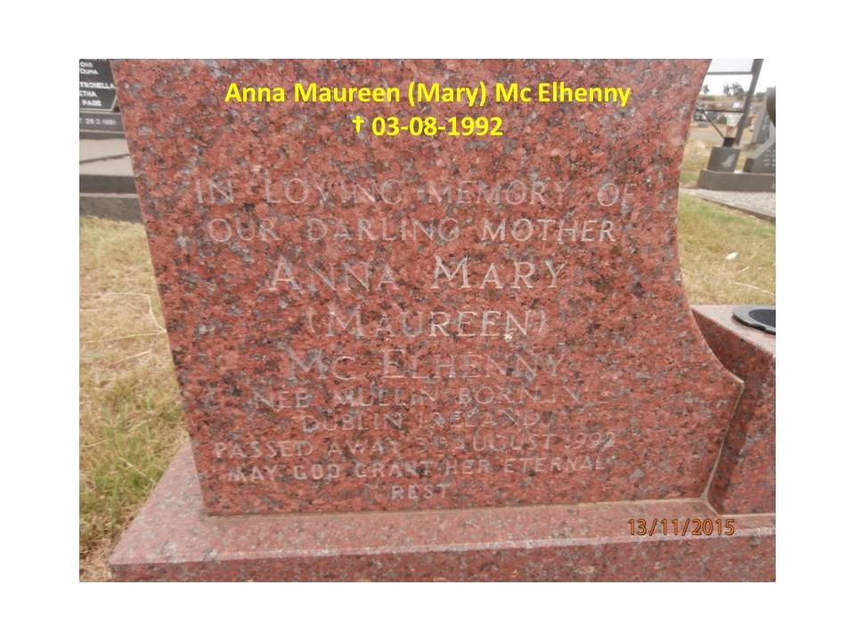 McELHENNY Anna Mary nee MULLIN -1992