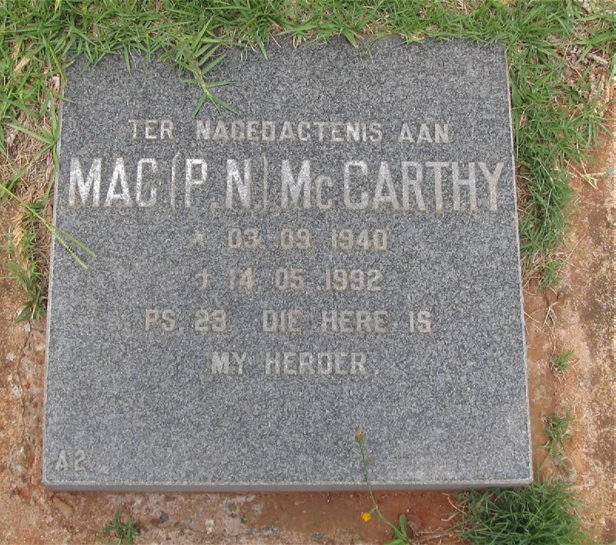 McCARTHY P.N. 1940-1992