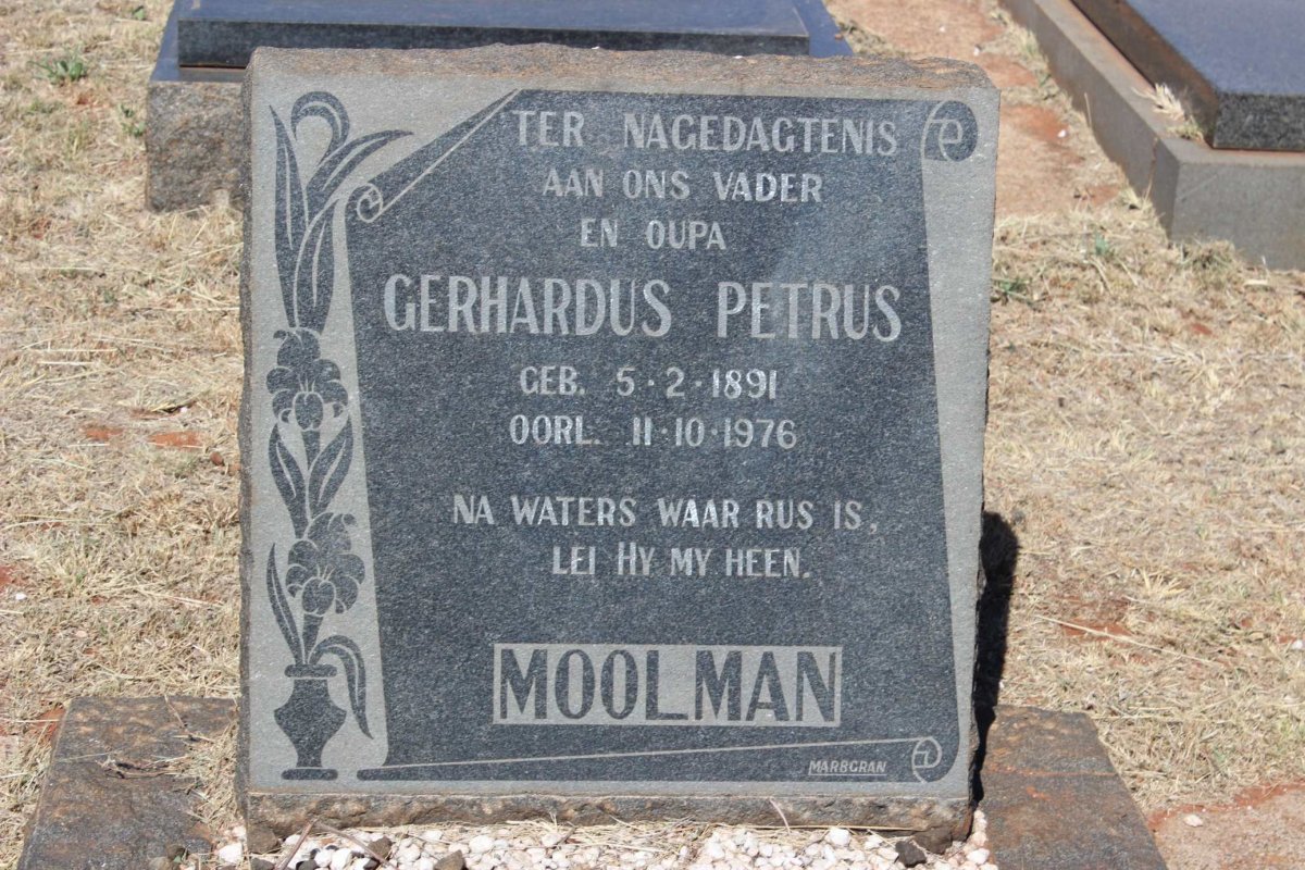 MOOLMAN Gerhardus Petrus 1891-1976