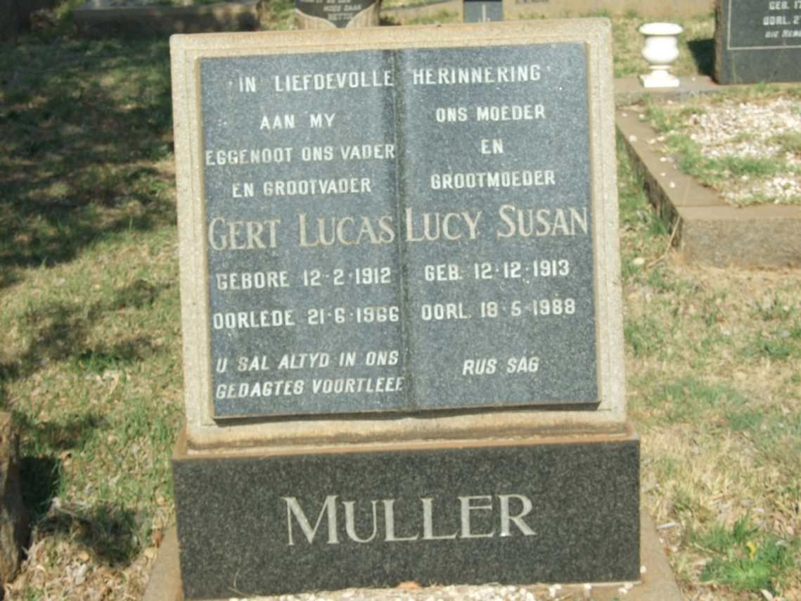 MULLER Gert Lucas 1912-1966 &amp; Lucy Susan 1913-1988