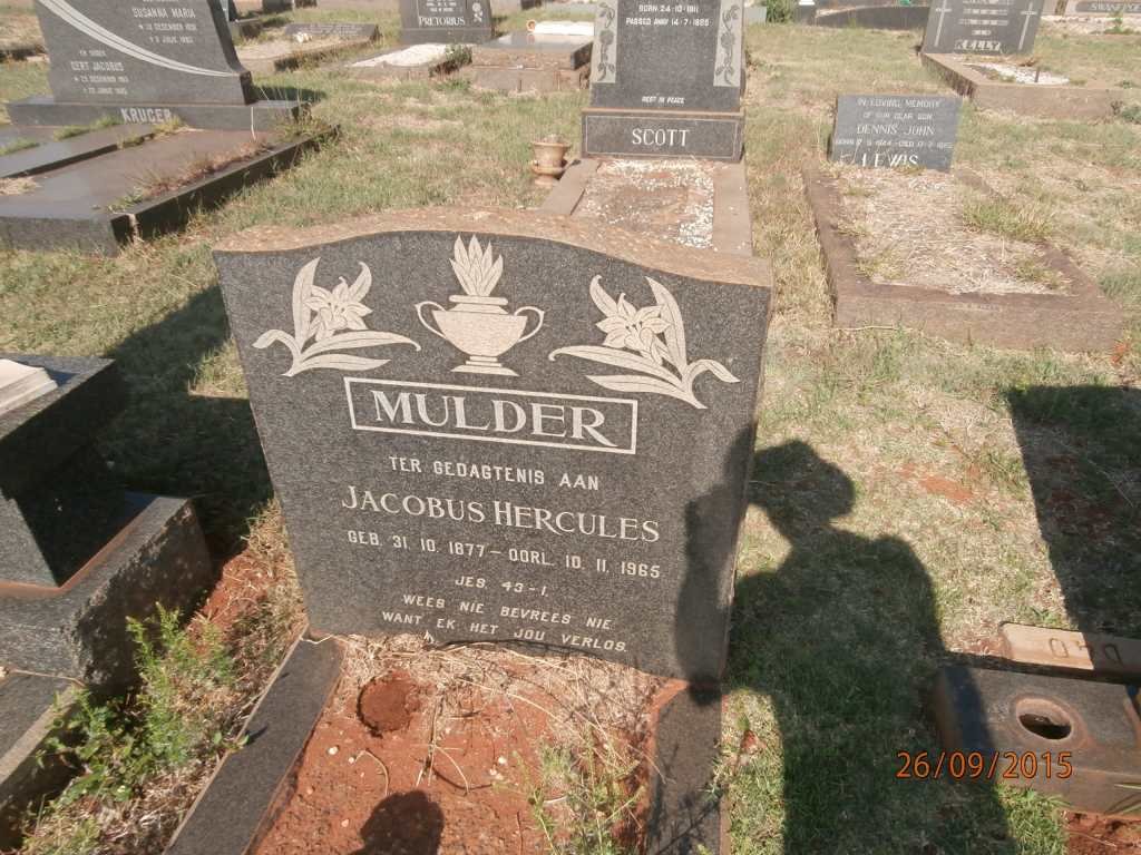 MULDER Jacobus Hercules 1877-1965