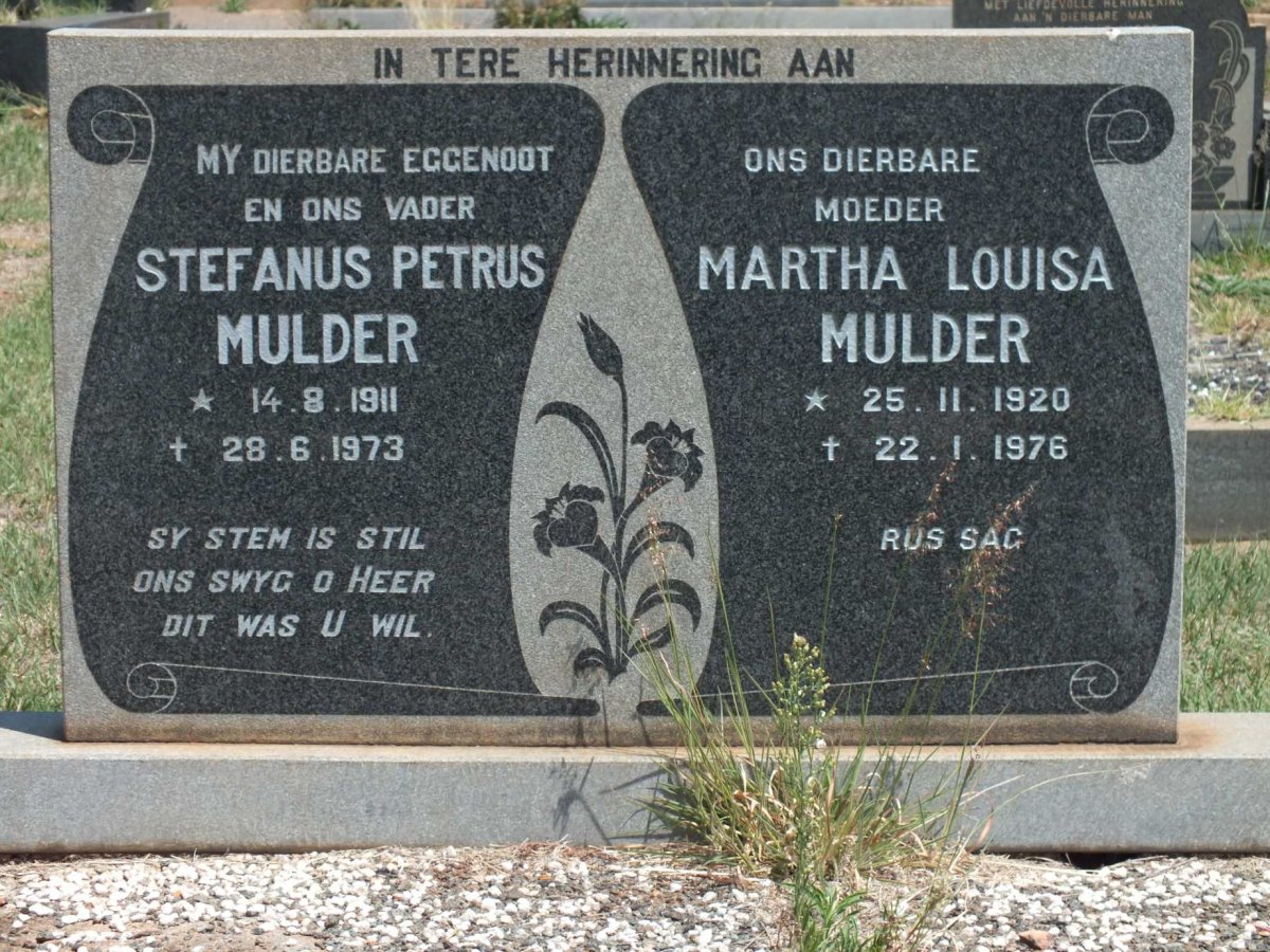 MULDER Stefanus Petrus 1911-1973 &amp; Martha Louisa 1920-1976