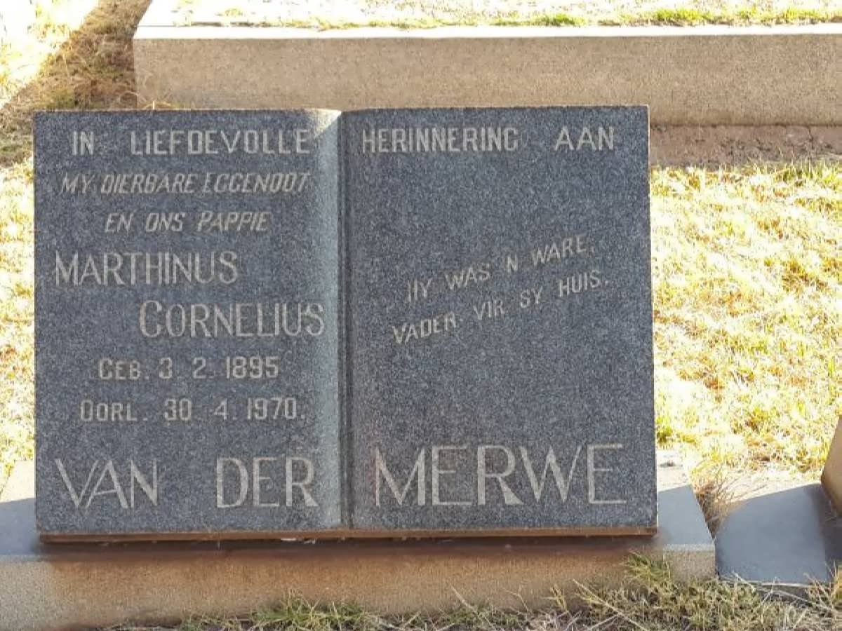 MERWE Marthinus Cornelius, van der 1895-1970