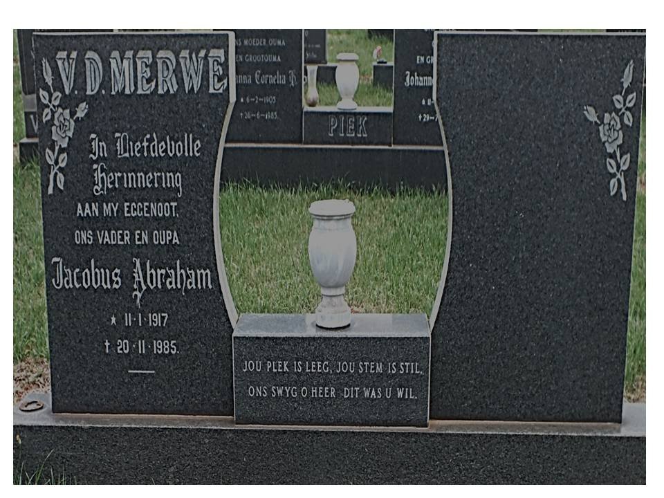 MERWE Jacobus Abraham, v.d. 1917-1985