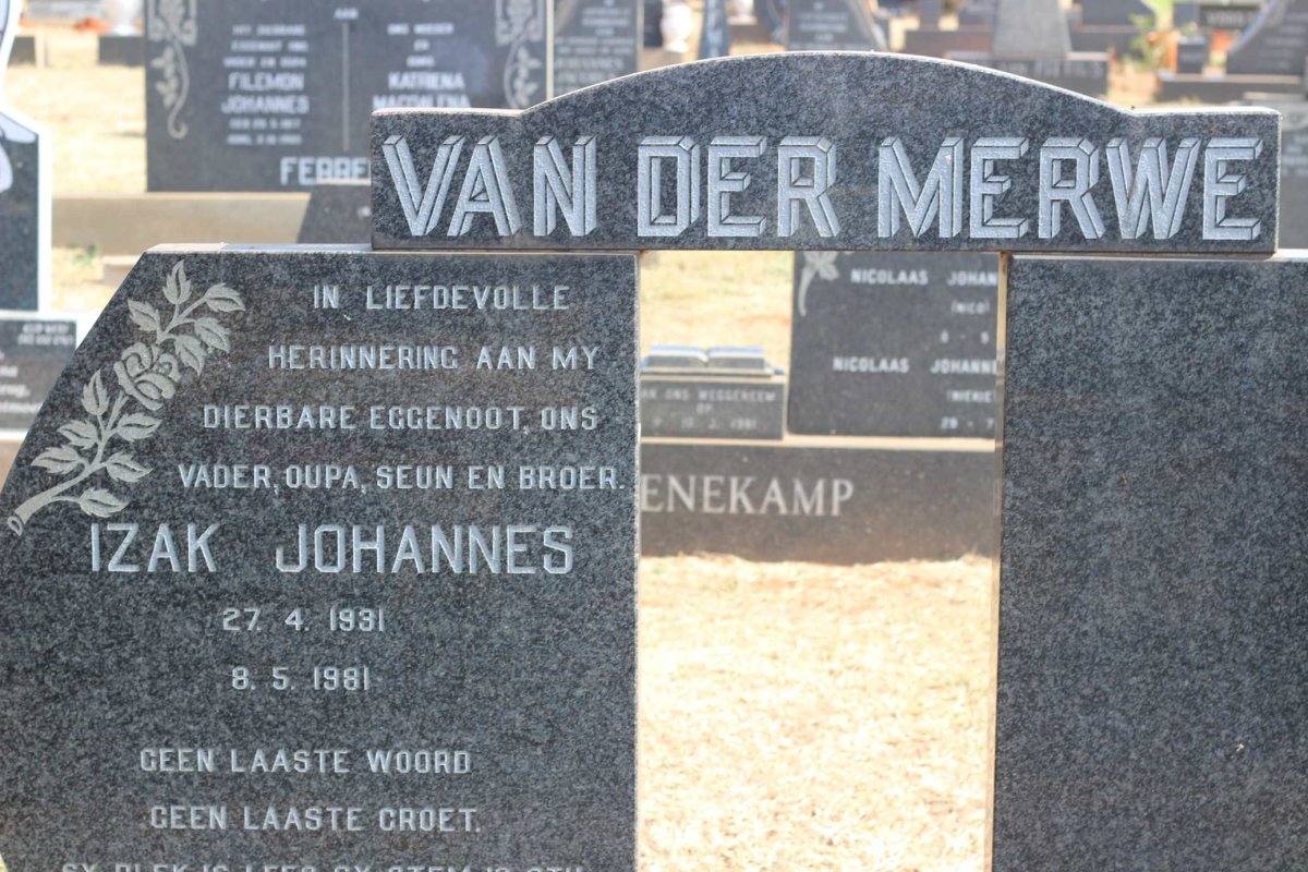 MERWE Izak Johannes, van der 1931-1981