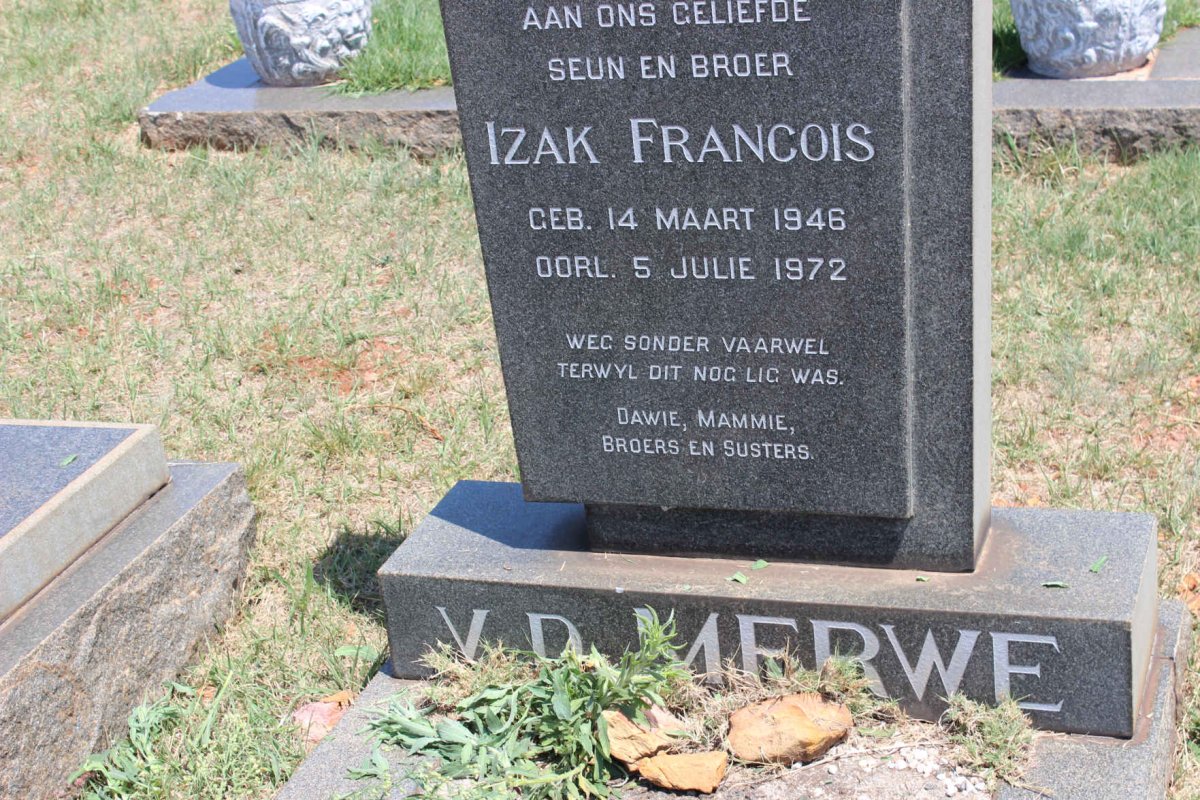 MERWE Izak Francois, v.d. 1946-1972